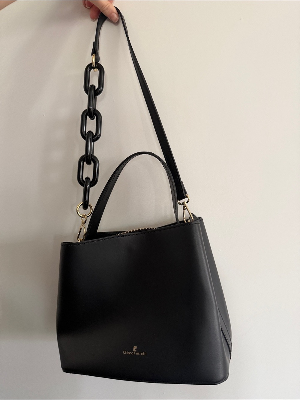 Chicago Ferretti Black Structured Top-Handle or Shoulder Bag